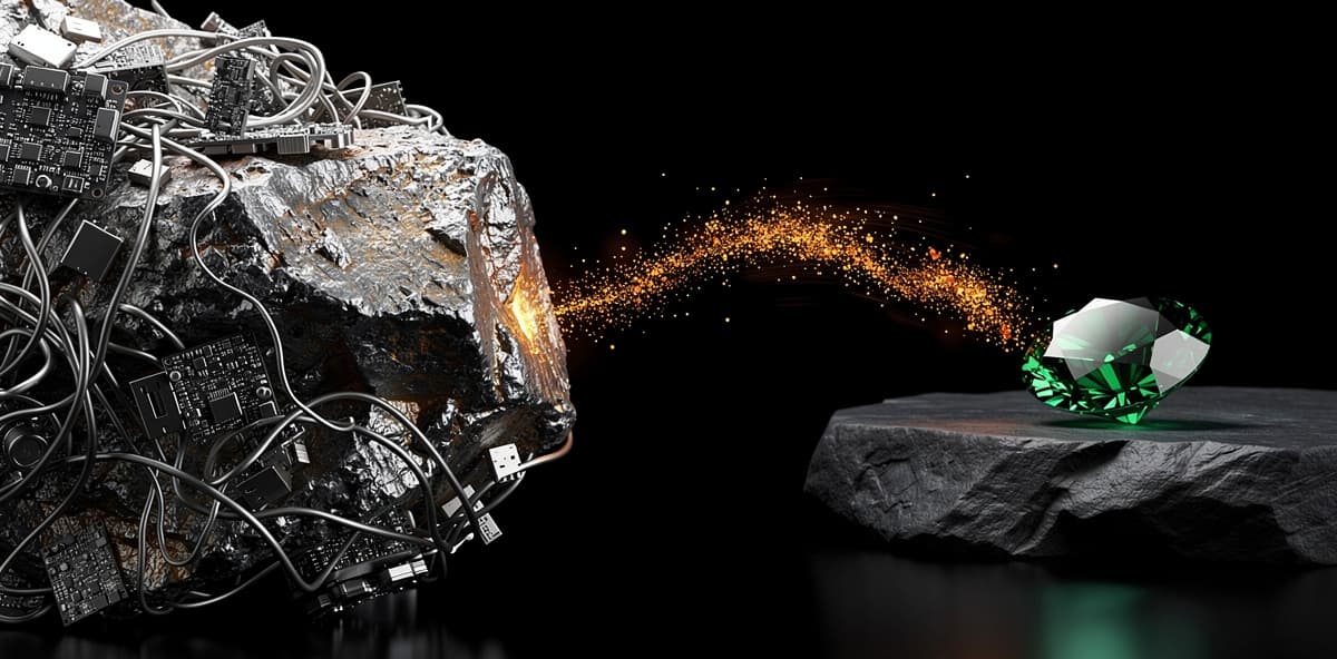 Raw ore smelted into emerald crystal